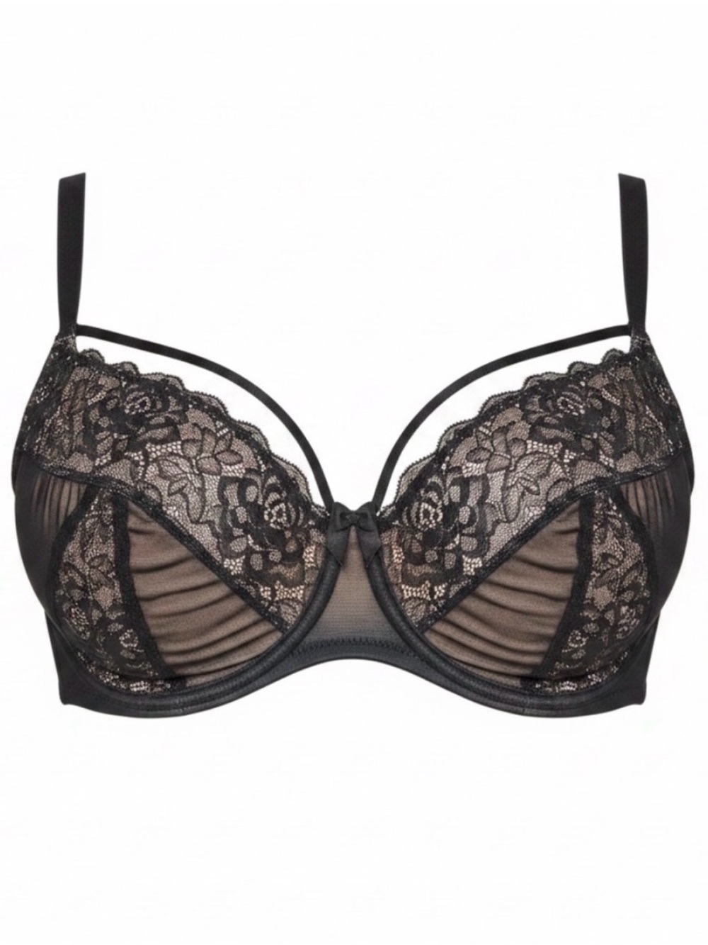 Pour Moi Black Bra with Blush Lining - Supportive Underwire Design